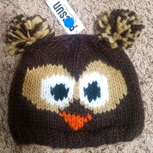 NEW NWT PacSun Novelty Knitted Owl Hat Pom Pom Ears